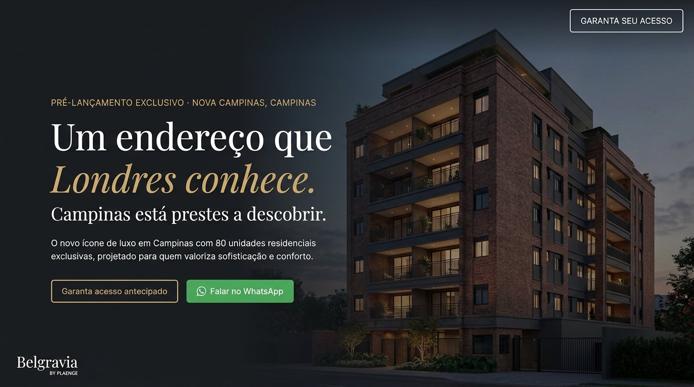 Landing Page Lançamento Imobiliário Belgravia by Plaenge