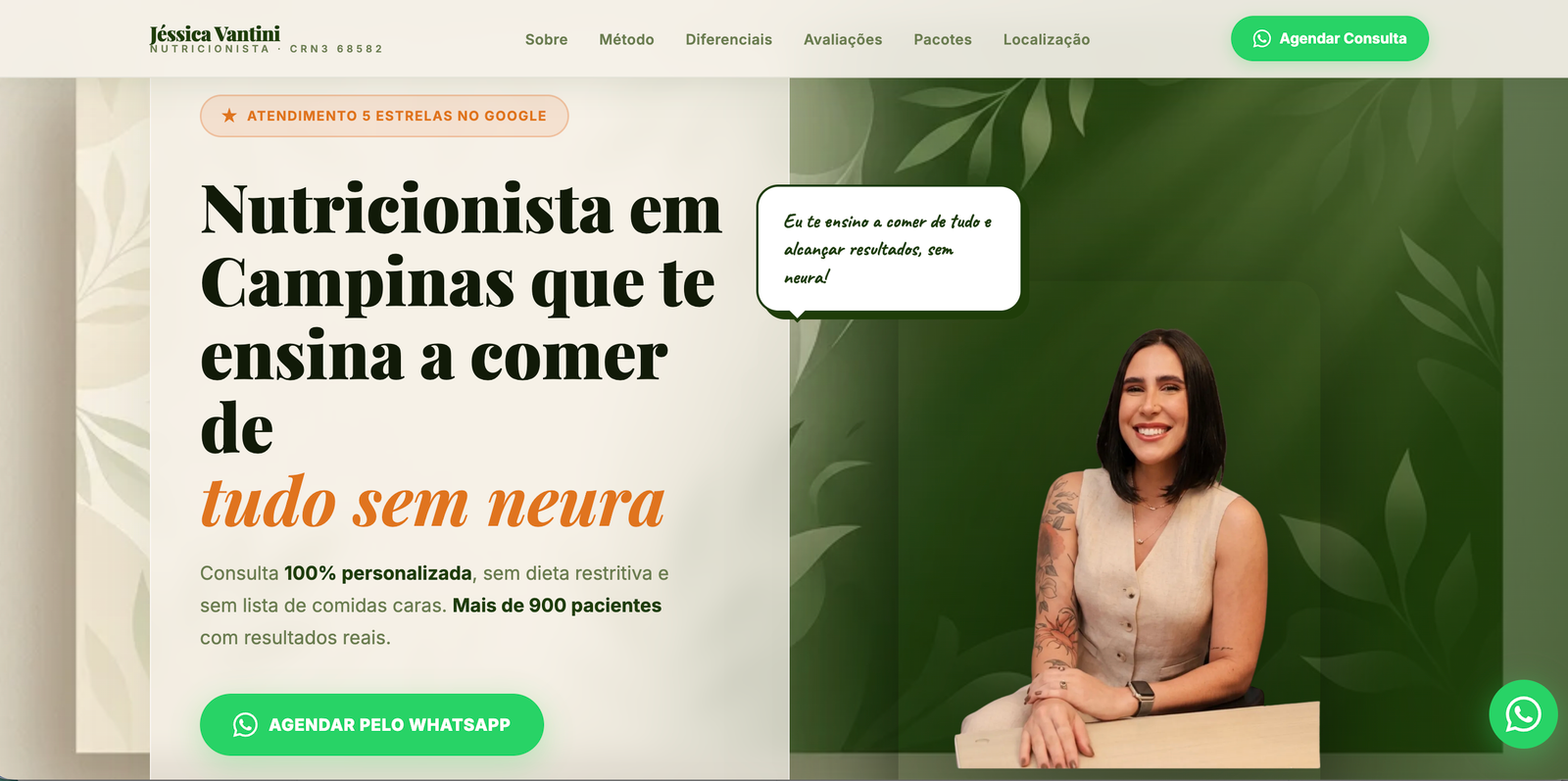 Site da Nutricionista Jéssica Vantini
