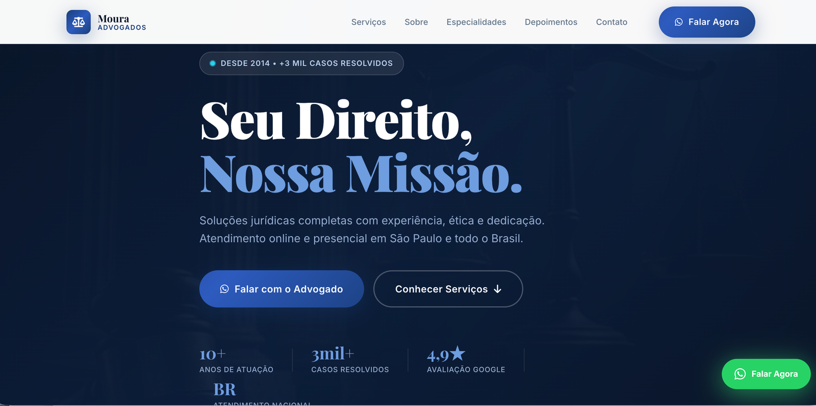 Site Institucional Escritório de Advocacia Moura
